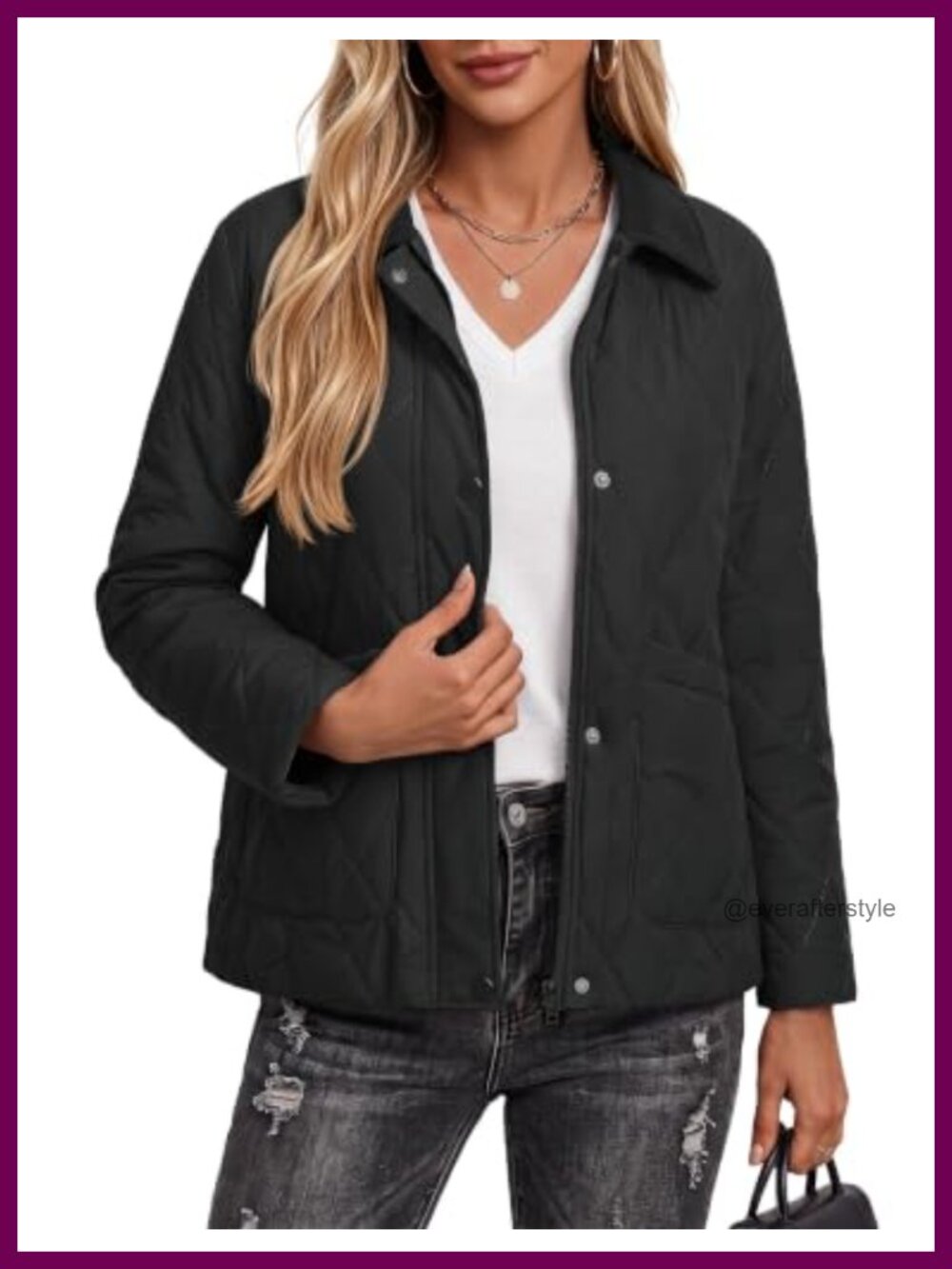 Womens Quilted Jacket Lightweight Warm Winter Zip Coat